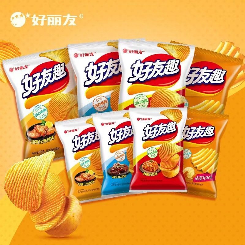 New Date Friends Fun Potato Chips Korean Kimchi Flavor Juicy Steak Flavor Bagged Casual Snacks Whole Box Wholesale