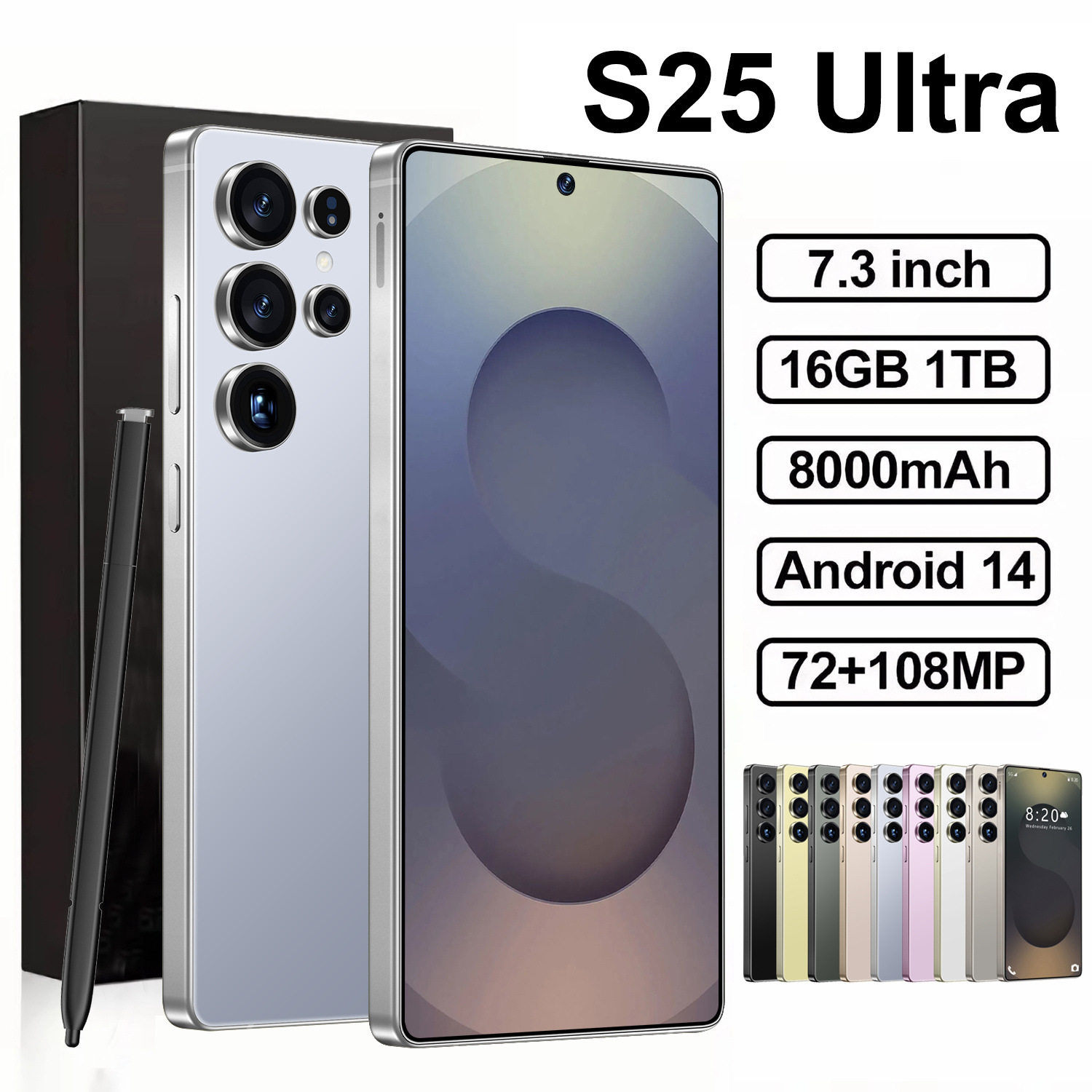 S25 Ultra跨境手机内置笔大屏安卓14外贸新款热销TK爆款智能手机