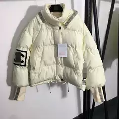 Nanyou Hot Sale New Style Small Fragrant Logo Embroidered Letter Ribbon Stitching Fashion Loose Long Sleeve Hooded Cotton-padded Jacket