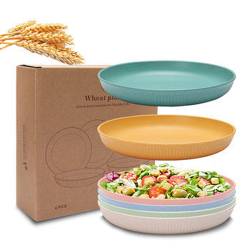 Cross-Border Wheat Straw Plate Home Dining Plate Pasta Salad Plate Fruit Snack Gift Box Storage Box