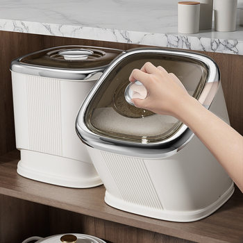 Cabinet Rice Container for Home Use, Set of 10kg Insect-Proof and Moisture-Proof Sealed Storage Jars, Rice Storage Box, Rice Noodle Container, Rice Tank Box