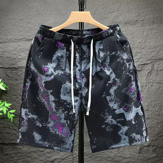 Chinese Style New Arrival Painted Shorts Men's Summer Distinctive Floral Beach Pants Fashionable Printed Casual Shorts