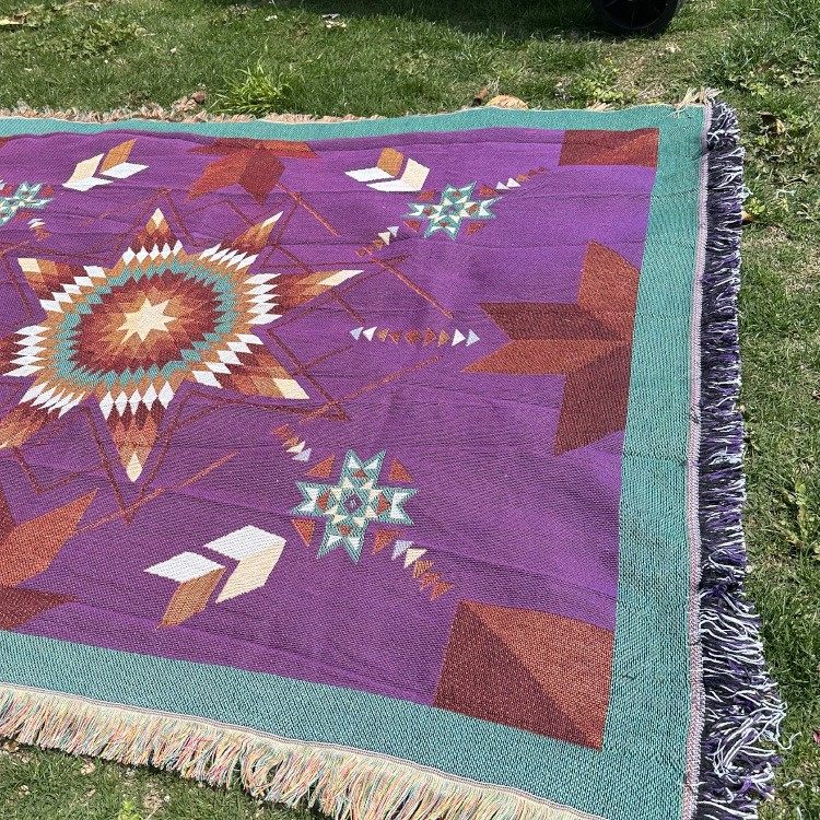 Cross-Border Factory Jacquard Tapestry Outdoor Camping Blanket Floral Series Thread Blanket Nap Air-Conditioning Blanket High-End Gift Blanket