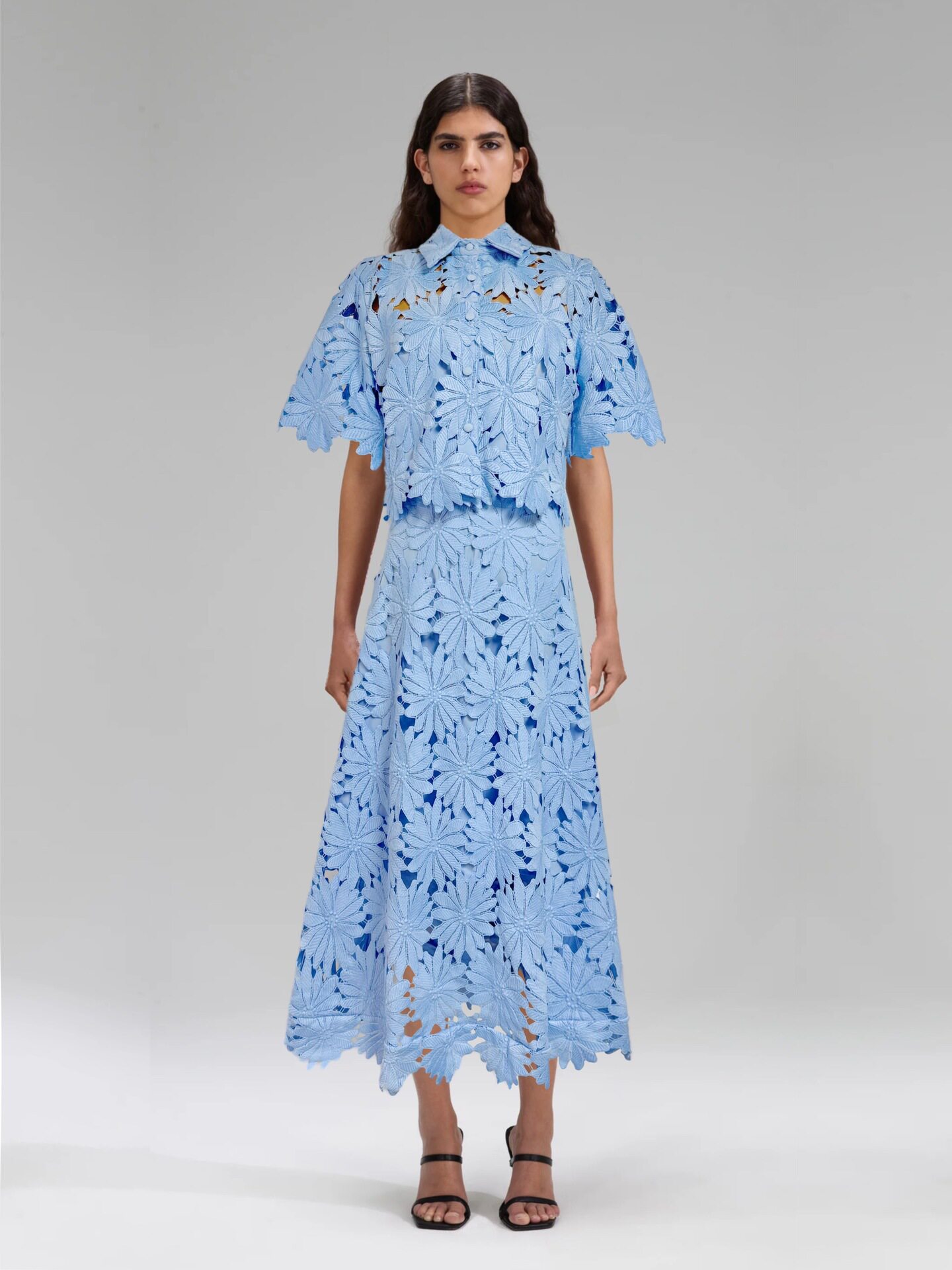 Lace Top and High Waisted Skirt Set Elegant Design Solid Color Autumn Fashion Perfect for Casual and Formal Occasions
