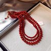 New Chinese-style Red Agate Chalcedony Necklace Jade Color White National Style Beaded Red Festive Birth Year Clavicle Chain