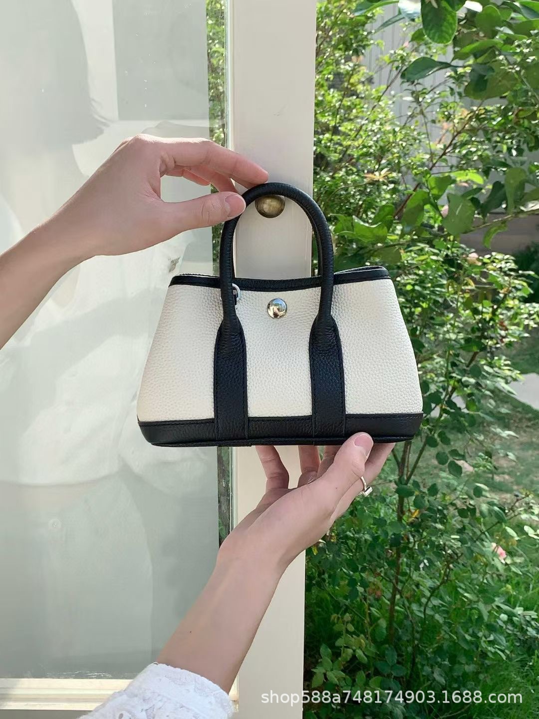 パンダカラー+ロングショルダーストラップ、第一層牛革