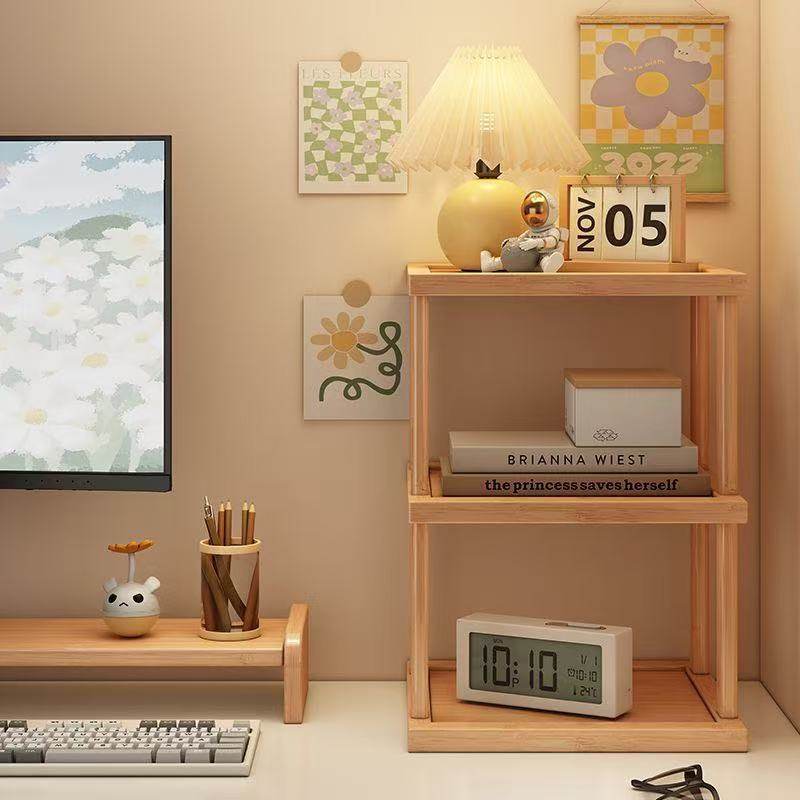 Storage Rack, Small Shelf on the Table, Desktop Multi-Layer Storage Rack, Practical Simple Bookshelf, Countertop Display Shelf, Wooden Rack