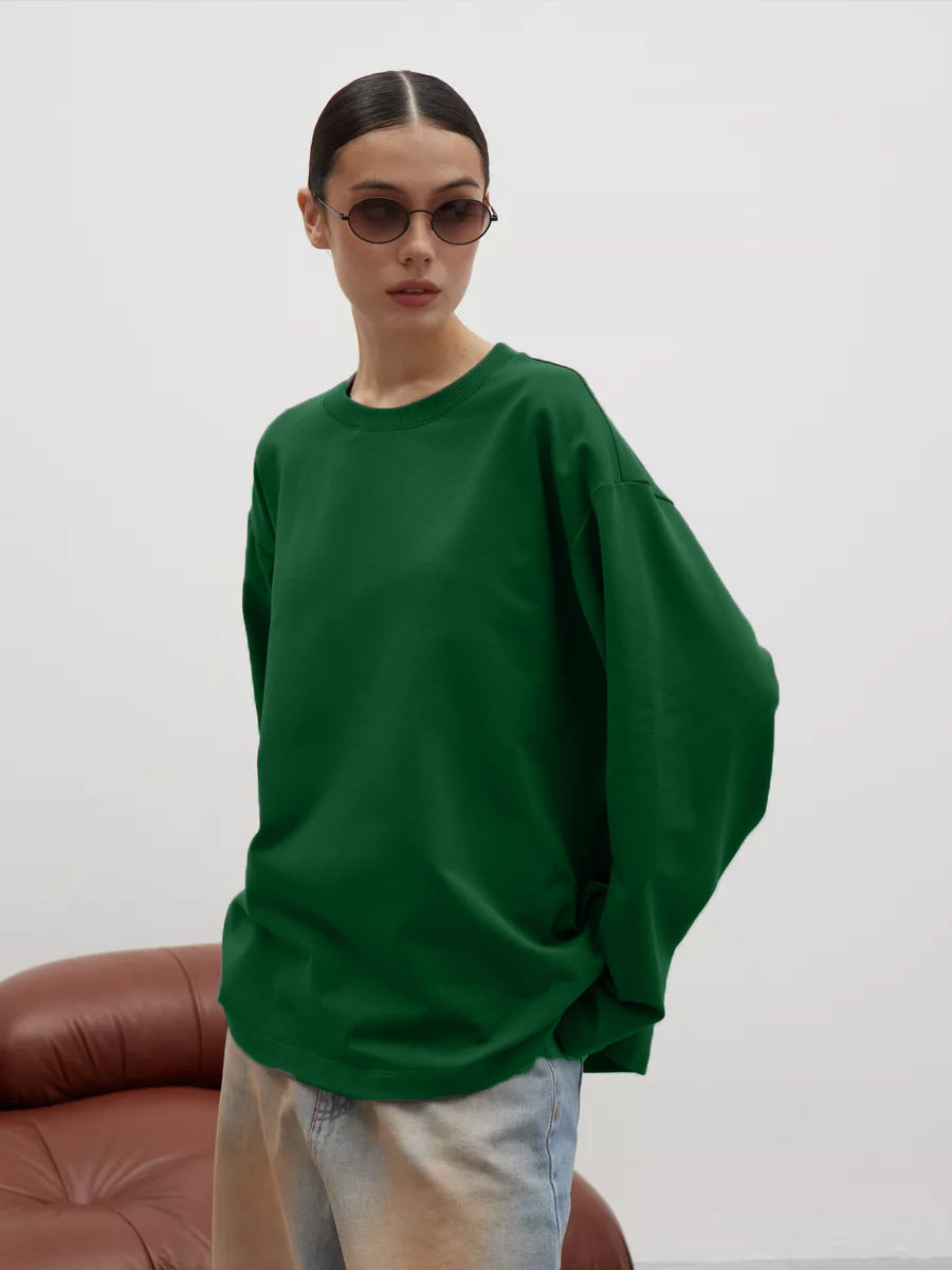 Womens Long Sleeve T Shirt 260g Combed Cotton Solid Color Loose Fit Casual Style High Quality Ready to Ship