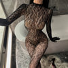 Full-Body Leopard Print Mesh Clothing European and American See-Through Sexy Sexy Jumpsuit Tight Fishnet Stockings Gloves One-Piece Mesh Stockings for Women