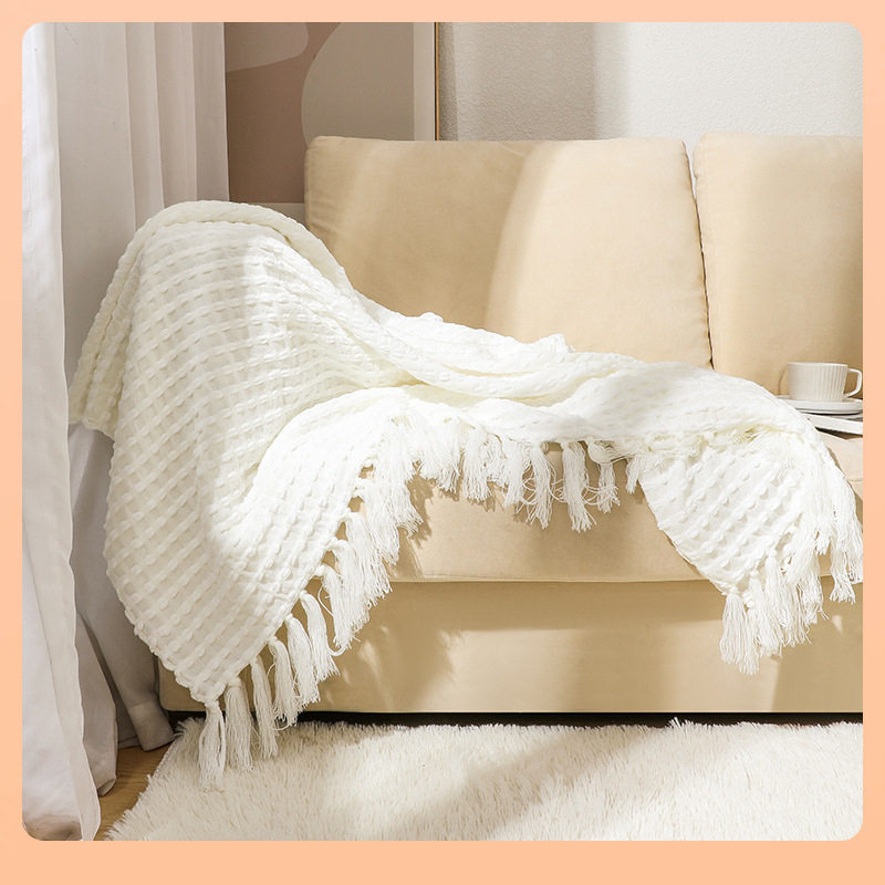 ✅ Chenille Knitted Blanket Office Summer Thin Blanket Sofa Blanket Bean Blanket Air Conditioning Blanket Bed End Blanket Woven Blanket