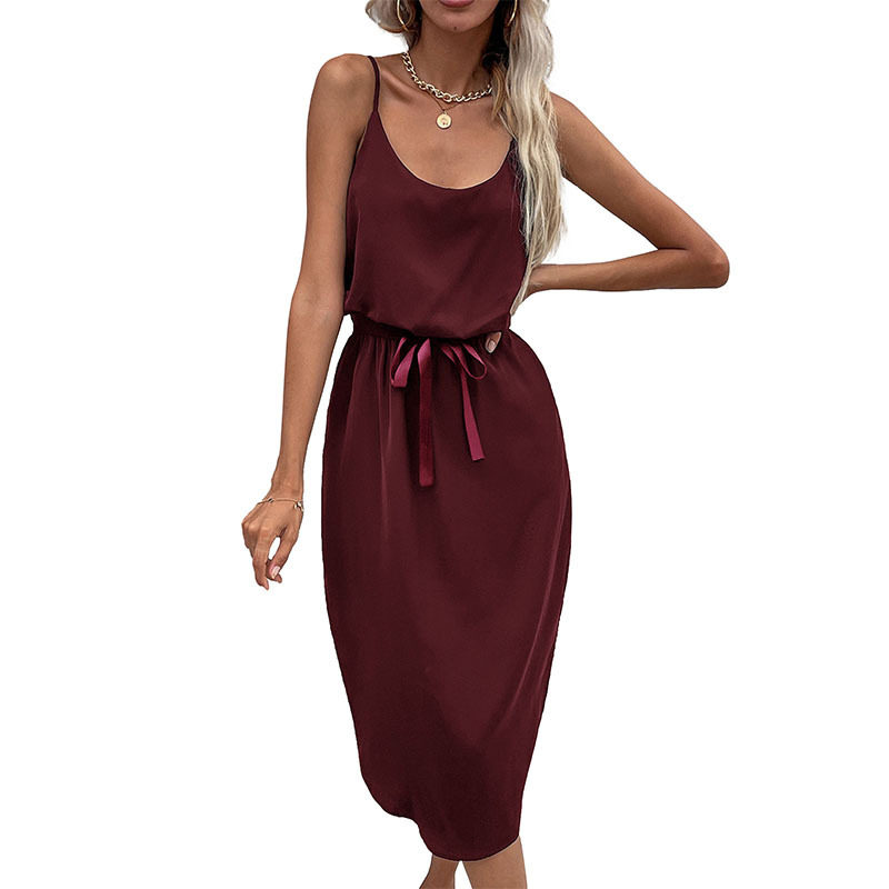 Summer Womens Solid Color Bodycon Dress with Slit Sleeveless Stylish Comfortable Perfect for Parties or Casual