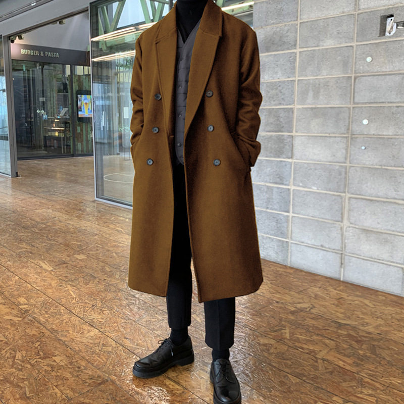Mens Fashion Wool Blend Overcoat Mid Length Stylish Versatile Available in Various Thicknesses Winter Outerwear