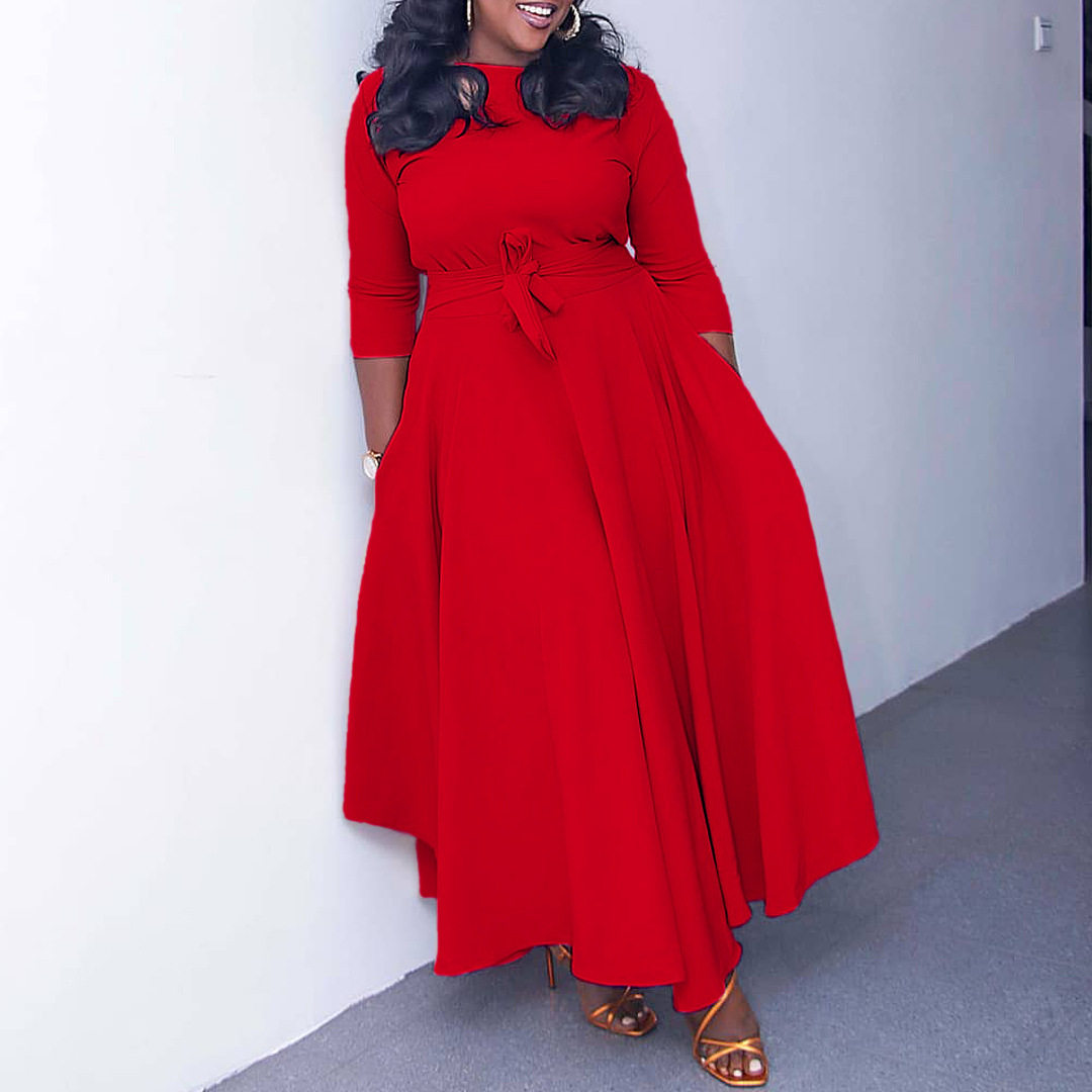 Plus Size African Long Dress Fashionable Tie Design Elegant Style Spring Summer Collection Wholesale Available
