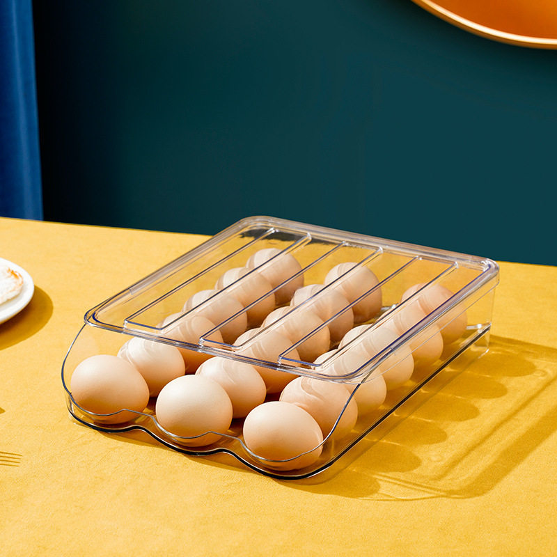 Big Sale Kitchen Egg Box Egg Rack Holder Plastic Rolling Egg Refrigerator Storage Box Egg Holder Egg Rack