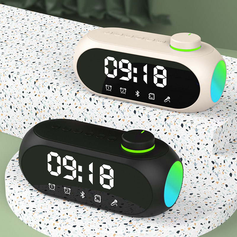 New S18 Bluetooth speaker RGB alarm clock speaker heavy subwoofer portable mini clock home desktop audio