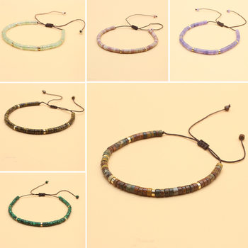 Cross-Border Amazon Popular 4mm Picasso Amethyst Wood Grain Stone Bracelet Natural Stone Hand-Woven Turquoise Bracelet