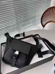 Street Fashion Patchwork Leather Waist Bag Retro Parachute Motorcycle Bag Crossbody Bag P New Waterproof Nylon Cloth Shoulder Bag