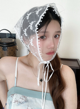 刺绣三角巾蕾丝甜美女