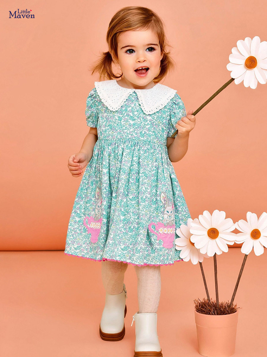 Summer Short-sleeve Girls' Dress, Kids' Clothing, Cute Cartoon Kids' Princess Dress Wholesale