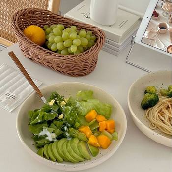 Nordic style ceramic splash-ink bowl ink dot plate large deep plate fruit salad household curry rice instant noodle bowl soup plate