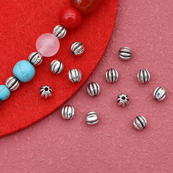 Vintage Xizang Silver Pumpkin Alloy Loose Beads 4mm Bracelet Necklace Earrings Braided String Beads Spacer Beads DIY Jewelry Accessories