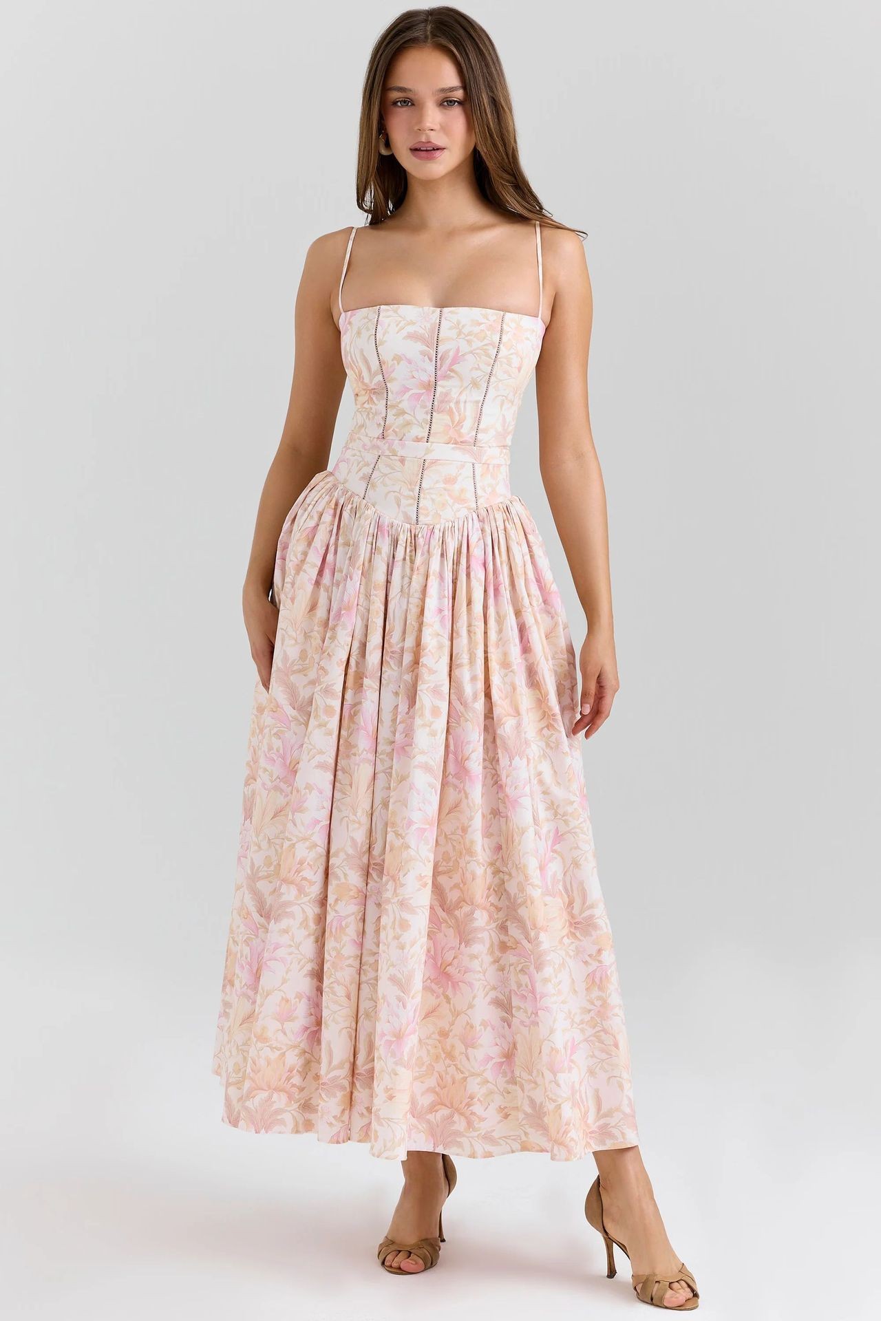 Floral Print Maxi Dress Elegant Slim Fit Soft Fabric Sleeveless Perfect for Summer Events Wholesale Available