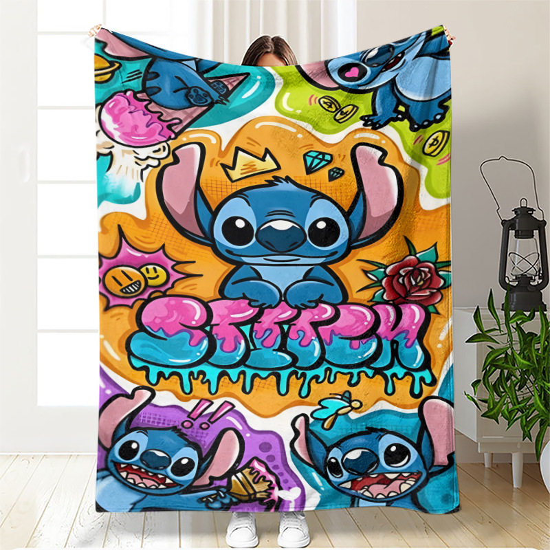 Cross-Border Foreign Trade Lilo and Stitch Flannel Blanket Cartoon Stitch Sofa Blanket Nap Blanket