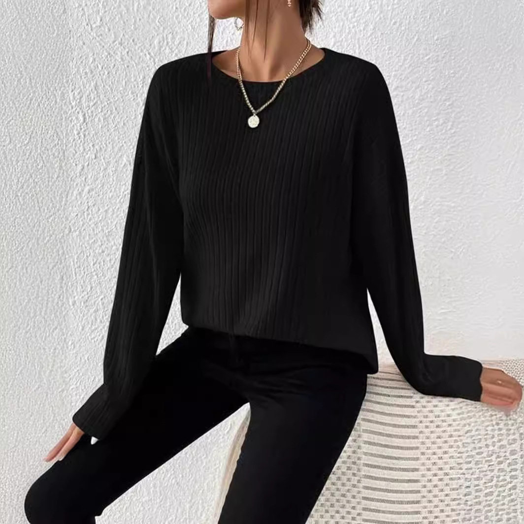 Casual Loose Fit Solid Color Sweater Round Neck Autumn Winter Comfortable Fabric Wholesale Available