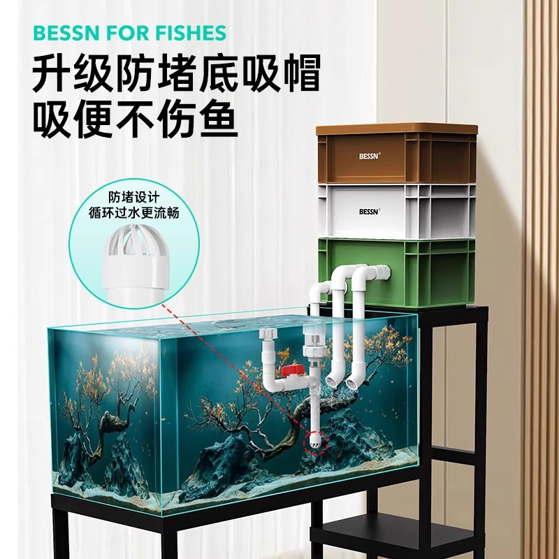 BESSN2025新款内置水泵周转箱鱼缸过滤箱过滤器水循环系统滴流盒 - 图2