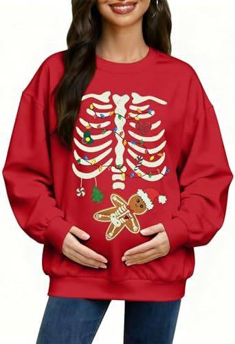 Cross-Border Fleece Sweatshirt Astanfy Women's Maternity Christmas Sweater Mom Sweatshirt Long-Sleeve Shirt