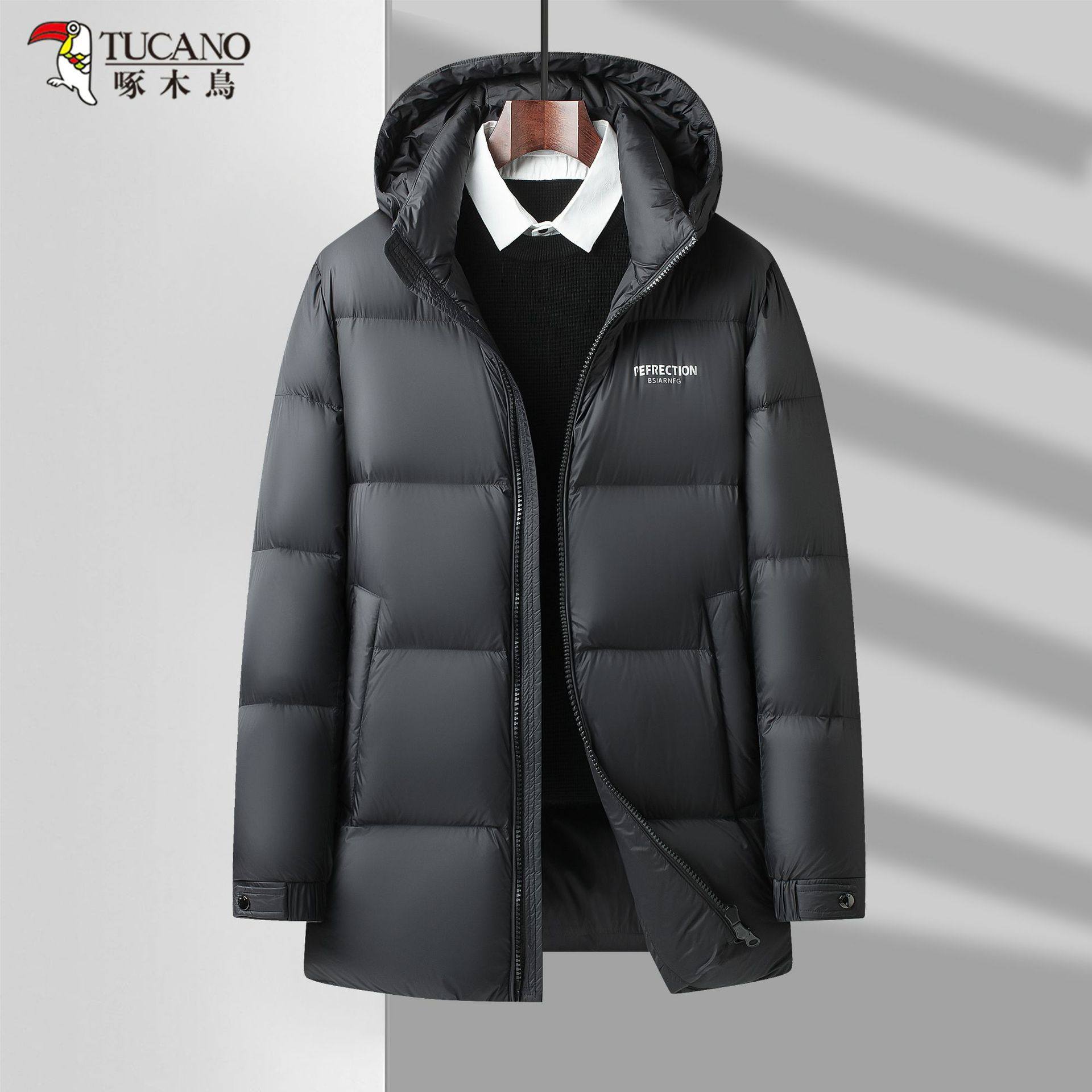 TUCANO new solid color hooded down jacket thickened trendy down jacket cold-proof coat for men