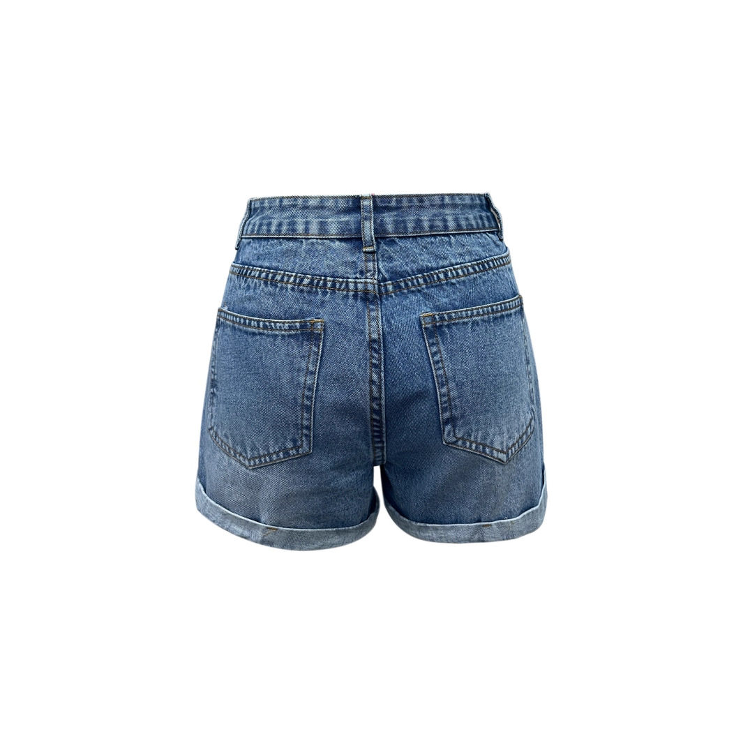 Womens Distressed Denim Shorts High Waist Ripped Design Casual Style Perfect for Summer Outings Wholesale Available