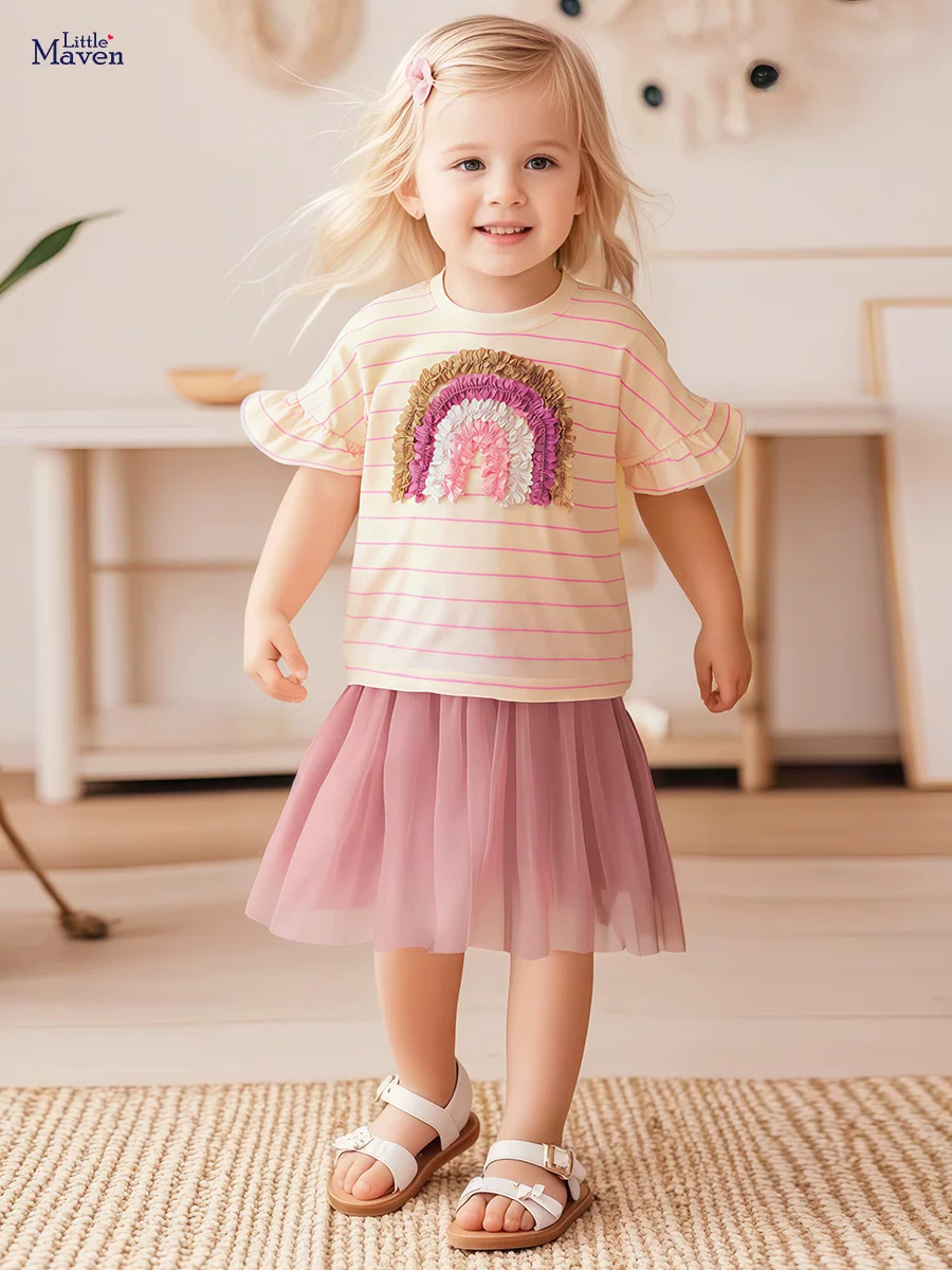 Summer Cute Girls' Dress Set, Cotton Kids' Clothing Wholesale