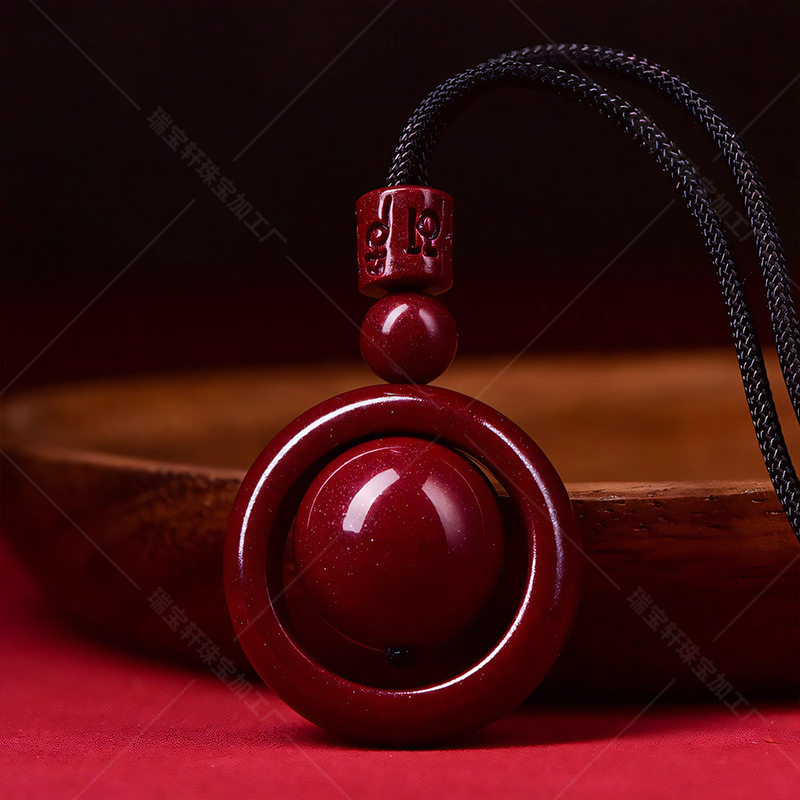 Purple Gold Sand Cinnabar Six-Character Mantra Pendant Necklace for Men and Women, Fortune-Turning Amulet Jewelry Wholesale