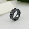 Black ceramic ring silver edge
