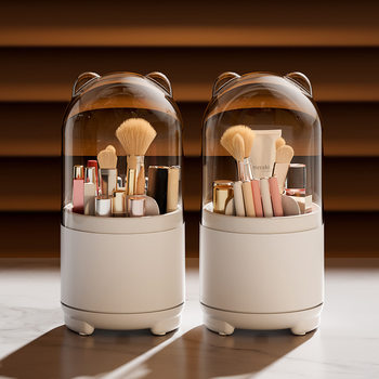 Transparent Dustproof Pen-holder 360 Rotary Cosmetic Brush Storage Box Transparent Dustproof Pen-holder Eye Shadow Brush-holder Lipstick Storage