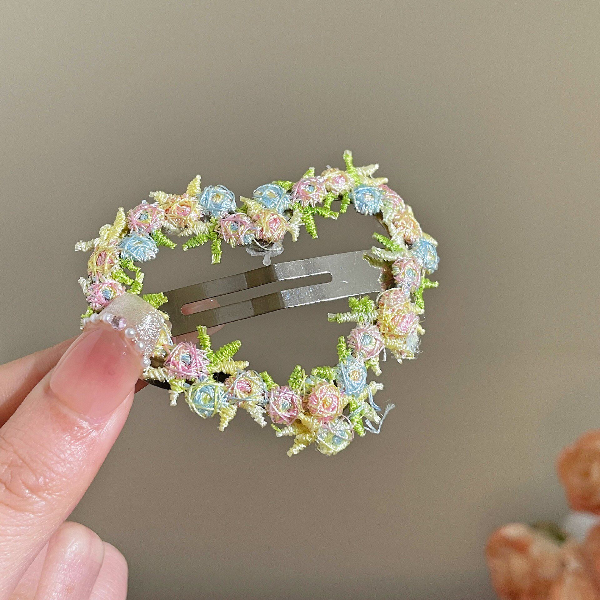 手工花朵发夹发BB夹高颜值儿童爱心五角星侧边碎发夹后脑可爱