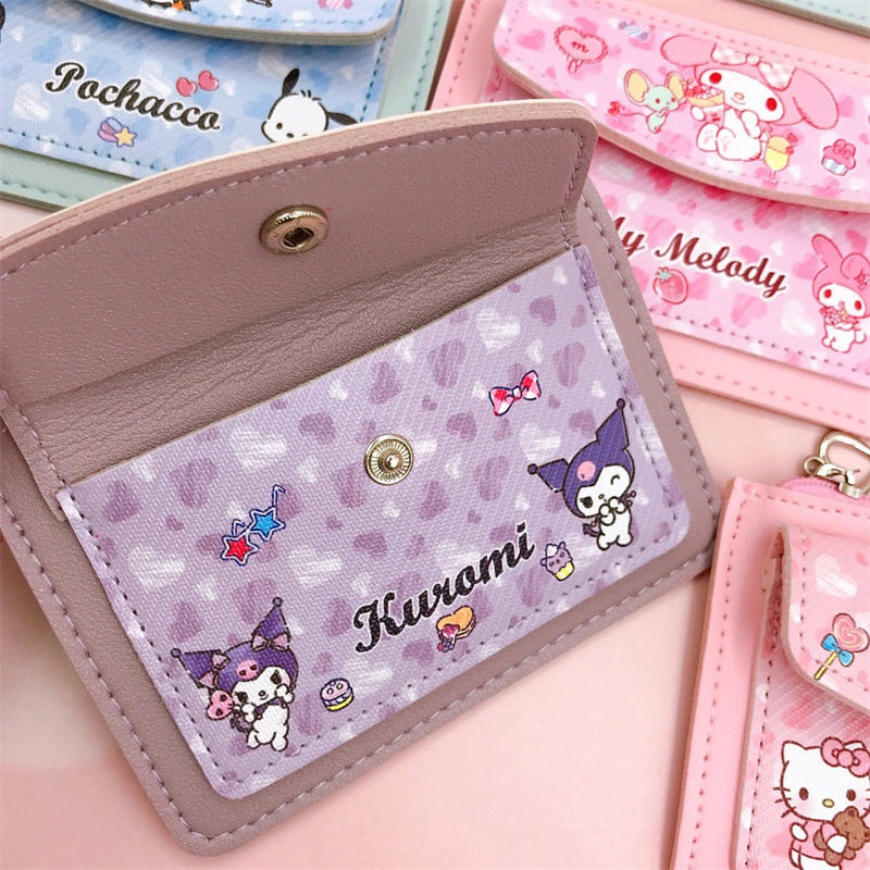 Cartoon Student Card Cover Card Bag Coin Purse Storage Multi-Card Three-Layer Portable Card Bag PC Dog Kurumi Loof Wallet