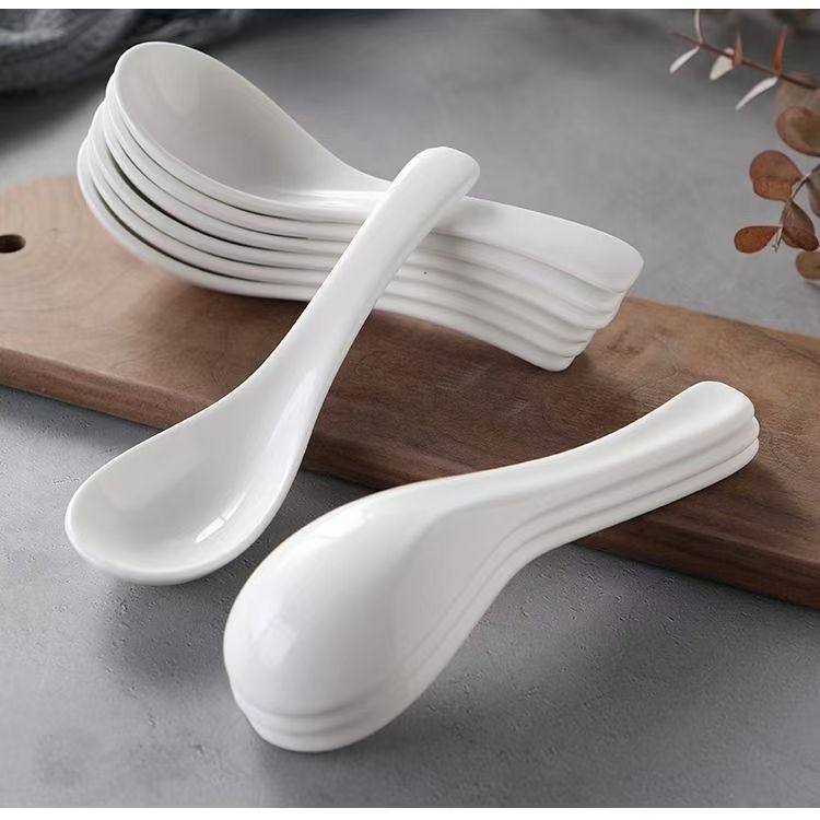 Jingdezhen Bone China Household Spoons and Chopsticks Porcelain Spoons Pure White Bone China Small Spoons Hotel Supplies Soup Spoons
