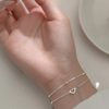 Japanese and Korean ins new simple exquisite love bracelet wholesale elegant double-layer beaded chain alloy peach heart bracelet