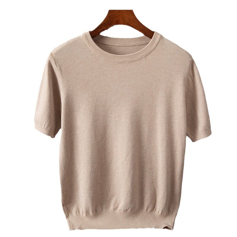 男士短袖t恤韩版潮流圆领半截袖春秋男装修身纯色衣服帅气针织衫