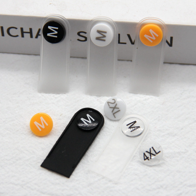 Factory wholesale clothing size buckle letter code change code label removable wash mark accessories round two-in-one button
