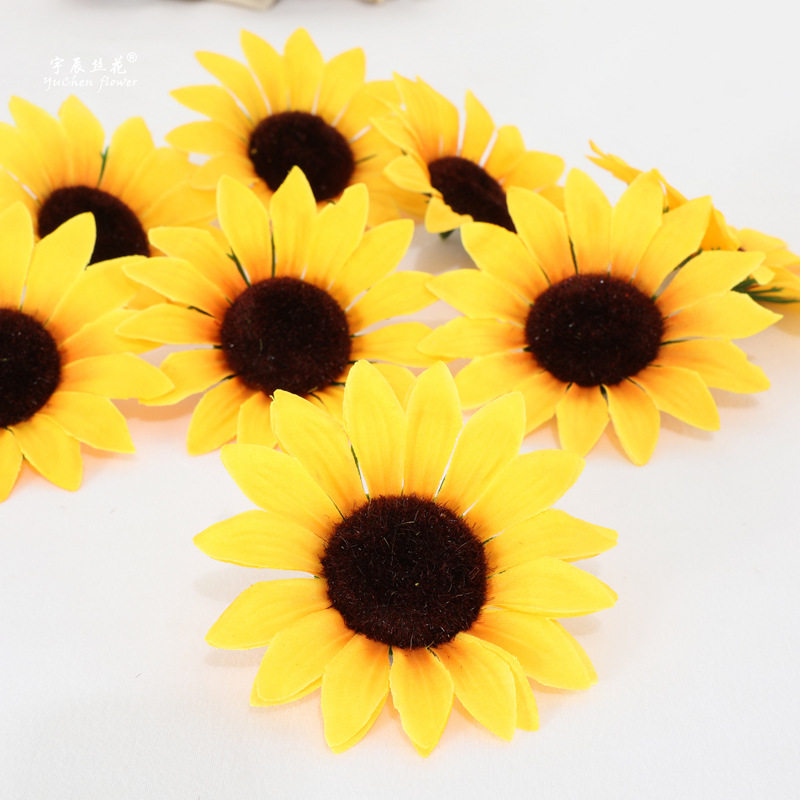 批发DIY仿真花 手工太阳花向日葵 绢花布花菊花向阳花假花花头