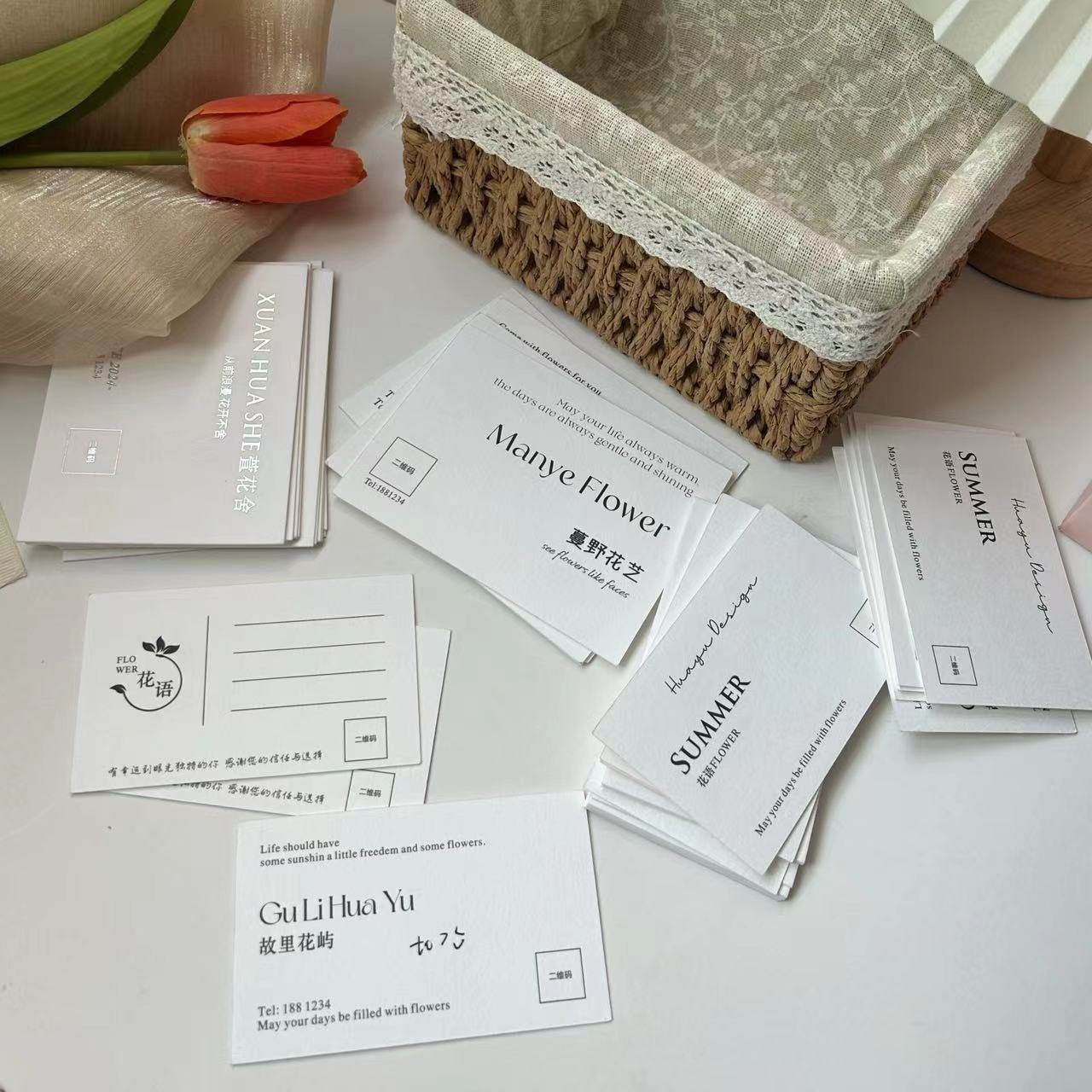 Advanced English Letter Flower Shop Card Custom Floral Label Bouquet Greeting Card Hot Stamping Creative Label Logo Customization