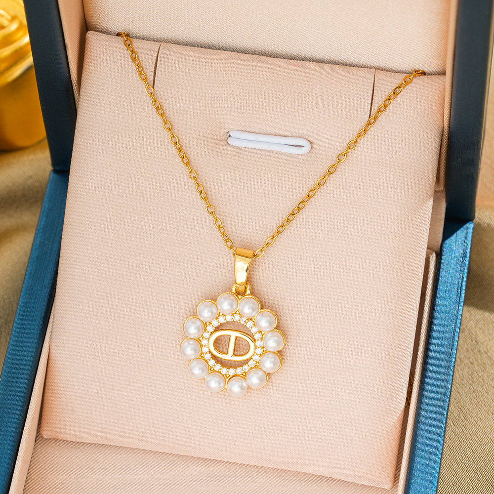 432 豚鼻ネックレス - ゴールドとホワイト