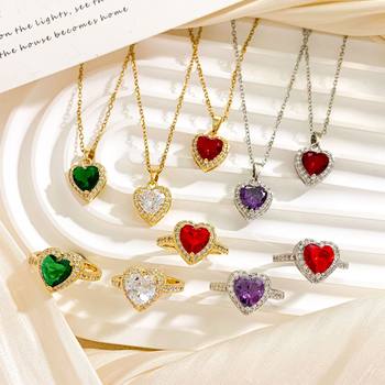 Necklace Cross-Border Hot Selling Jewelry Titanic Gemstone Love Necklace Temperament Classic Ocean Heart Accessories for Women