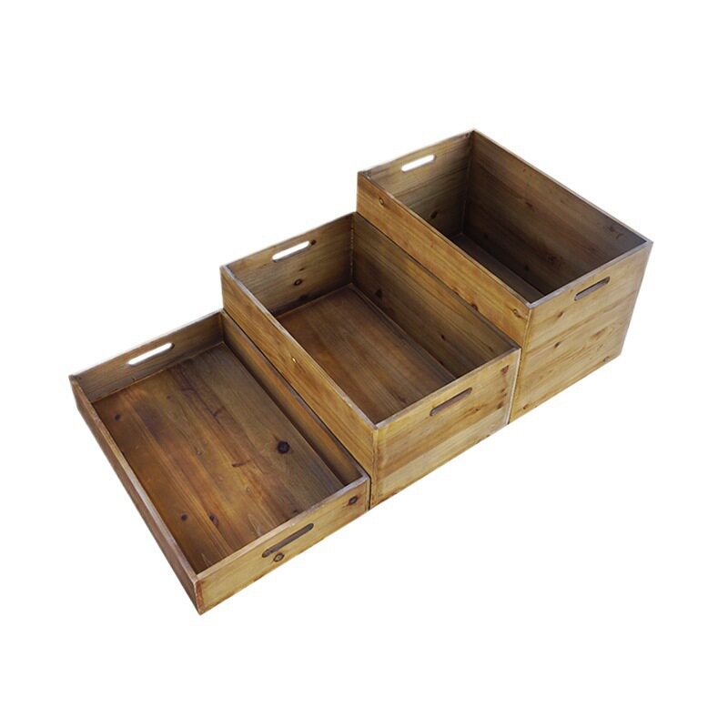 Wooden Box Wooden Frame Box Solid Wood Storage Box Supermarket Display Fruit Basket Old Wood Storage Box Retro Wooden Box