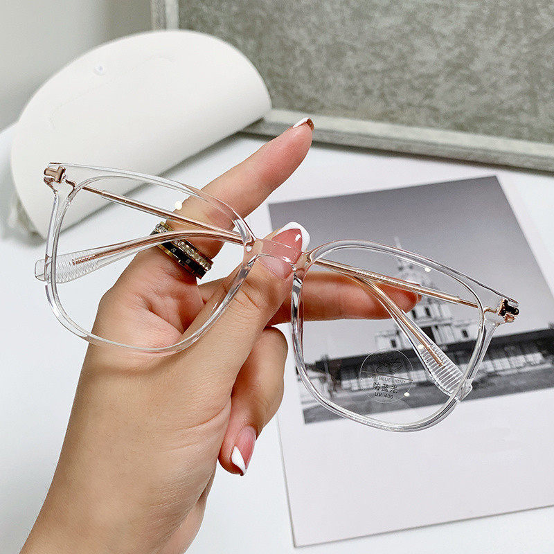 TR90 Glasses Frame Fashionable Plain Glasses Frame Korean Style Flat Glasses Retro Instagram Anti-Blue Glasses Women's 01283 Glasses