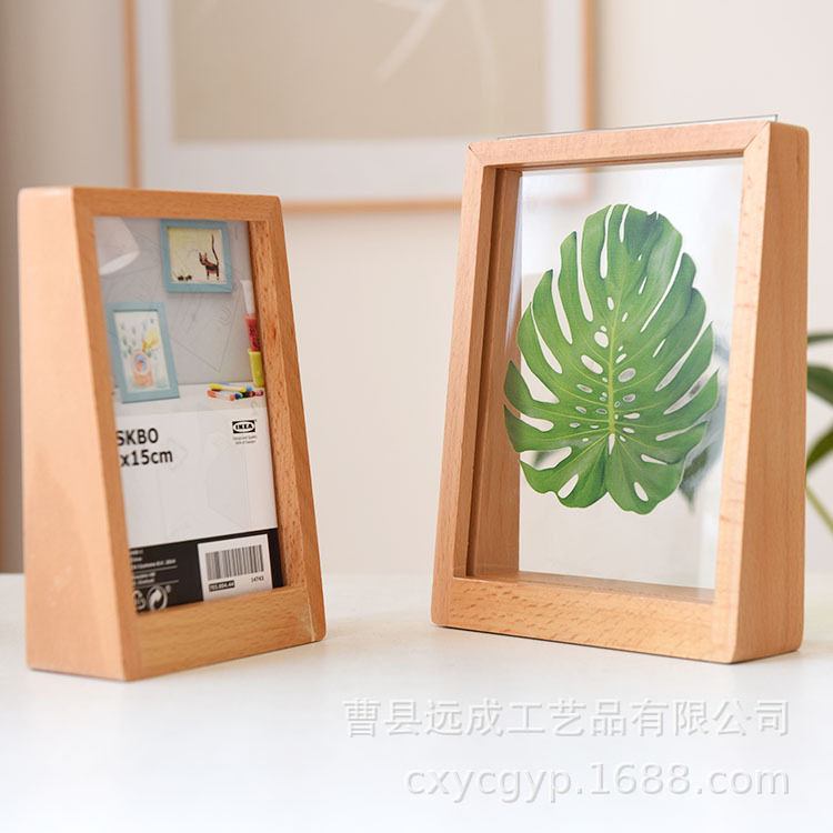 Beech trapezoidal photo frame wholesale solid wood photo frame desktop decoration photo decoration bedside table desk photo frame