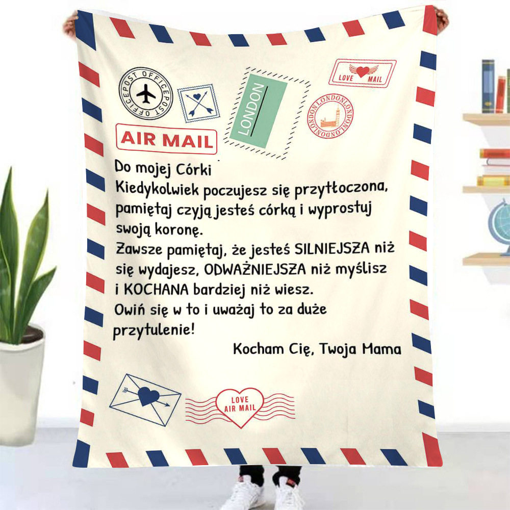 Ins Cross-Border Popular Message Letter Flannel Blanket Polish Envelope Style Letter Writing Blanket Can Be Customized with Pictures